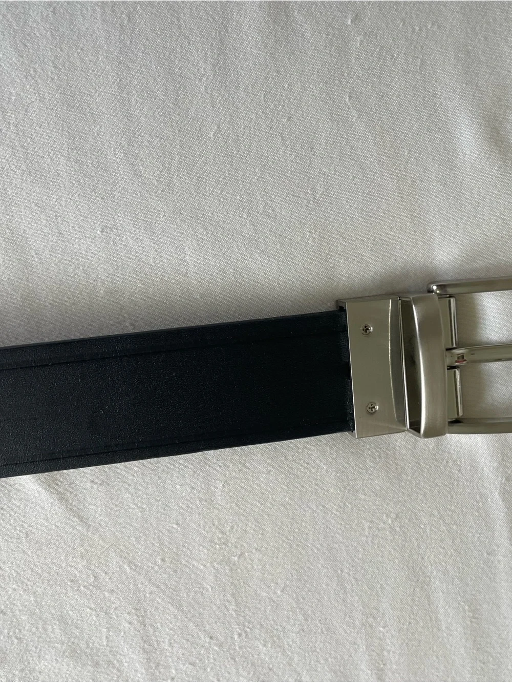 Banana Republic Men's Reversible Black/Brown Leather Belt with Silver Buckle